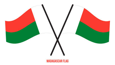 Madagascar Flag Waving Vector Illustration on White Background. Madagascar National Flag.のイラスト素材