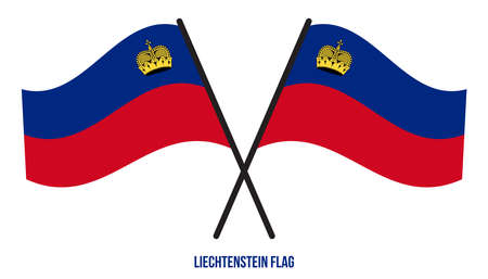 Liechtenstein Flag Waving Vector Illustration on White Background. Liechtenstein National Flag.のイラスト素材