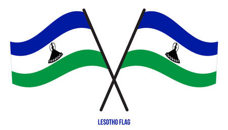 Lesotho Flag Waving Vector Illustration on White Background. Lesotho National Flag.のイラスト素材