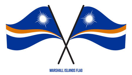 Marshall Islands Flag Waving Vector Illustration on White Background. Marshall Islands National Flag.のイラスト素材