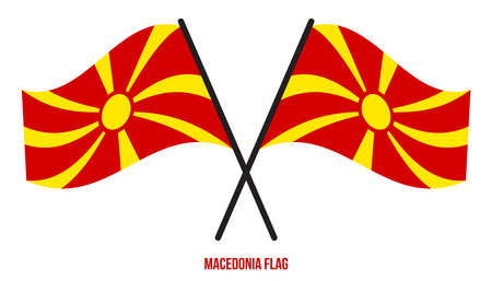Macedonia Flag Waving Vector Illustration on White Background. Macedonia National Flag.のイラスト素材