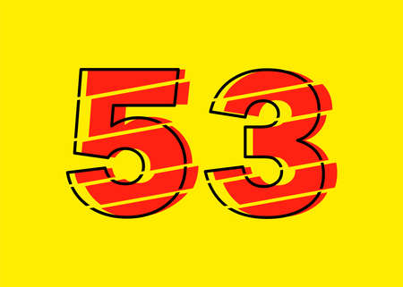 Glitch Modern Red 53 Number Design Vector Illustration. Numeral Vector Trendy Flat Line Style. Vector Elements Illustration Template for Web Design or Greeting Card.のイラスト素材