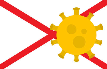 Flag of Alabama State With Outbreak Viruses Background of USA State flag. Novel Coronavirus Disease COVID-19. Coronavirus Infection And The Epidemic In America. USA Lockdown.のイラスト素材