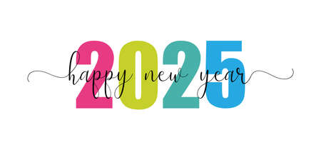 Happy New Year 2025 Design Template. Modern Design for Calendar, Invitations, Greeting Cards, Holidays Flyers or Prints.のイラスト素材