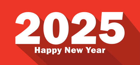 Happy New Year 2025 Long Shadow Design Template. Modern Design for Calendar, Invitations, Greeting Cards, Holidays Flyers or Prints.のイラスト素材
