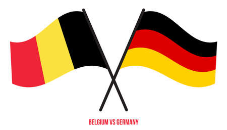 Belgium and Germany Flags Crossed And Waving Flat Style. Official Proportion. Correct Colors.のイラスト素材