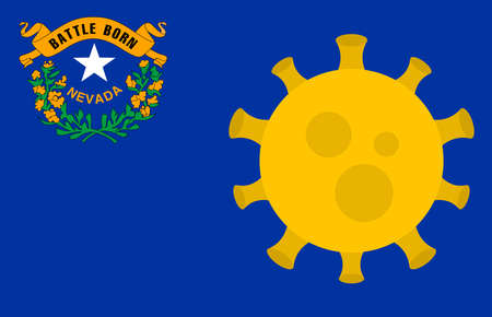 Flag of Nevada State With Outbreak Viruses Background of USA State flag. Novel Coronavirus Disease COVID-19. Coronavirus Infection And The Epidemic In America. USA Lockdown.のイラスト素材