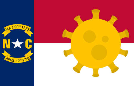 Flag of North Carolina State With Outbreak Viruses Background of USA State flag. Novel Coronavirus Disease COVID-19. Coronavirus Infection And The Epidemic In America. USA Lockdown.のイラスト素材