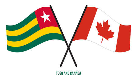 Togo and Canada Flags Crossed And Waving Flat Style. Official Proportion. Correct Colors.のイラスト素材
