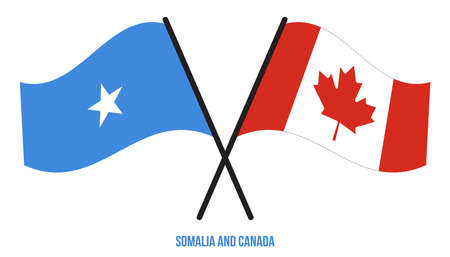 Somalia and Canada Flags Crossed And Waving Flat Style. Official Proportion. Correct Colors.のイラスト素材