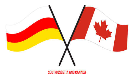 South Ossetia and Canada Flags Crossed And Waving Flat Style. Official Proportion. Correct Colors.のイラスト素材