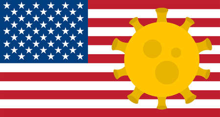 Flag of United States With Outbreak Viruses Background of USA State flag. Novel Coronavirus Disease COVID-19. Coronavirus Infection And The Epidemic In America. USA Lockdown.のイラスト素材