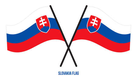 Slovakia Flag Waving Vector Illustration on White Background. Slovakia National Flag.のイラスト素材