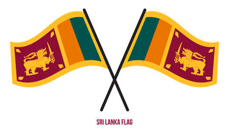 Sri Lanka Flag Waving Vector Illustration on White Background. Sri Lanka National Flag.のイラスト素材