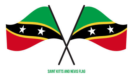 Saint Kitts and Nevis Flag Waving Vector Illustration on White Background. Saint Kitts and Nevis National Flag.のイラスト素材
