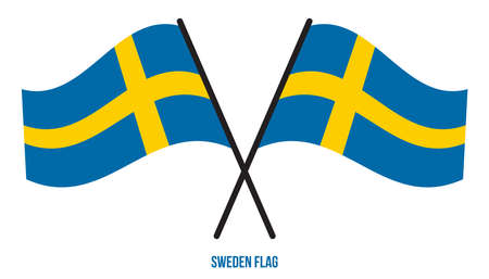 Sweden Flag Waving Vector Illustration on White Background. Sweden National Flag.のイラスト素材