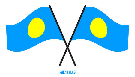 Palau Flag Waving Vector Illustration on White Background. Palau National Flag.のイラスト素材