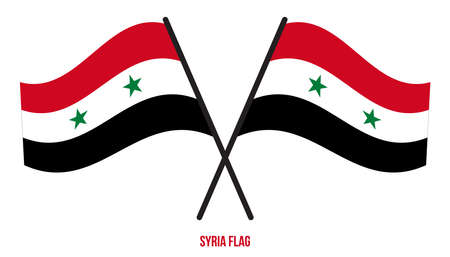 Syria Flag Waving Vector Illustration on White Background. Syria National Flag.のイラスト素材