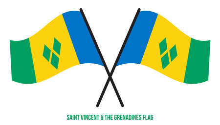 Saint Vincent and the Grenadines Flag Waving Vector Illustration on White Background. Saint Vincent and the Grenadines National Flag.のイラスト素材