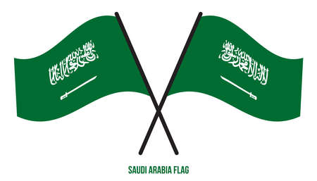 Saudi Arabia Flag Waving Vector Illustration on White Background. Saudi Arabia National Flag.のイラスト素材