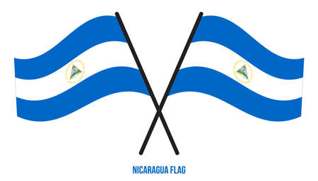 Nicaragua Flag Waving Vector Illustration on White Background. Nicaragua National Flag.のイラスト素材