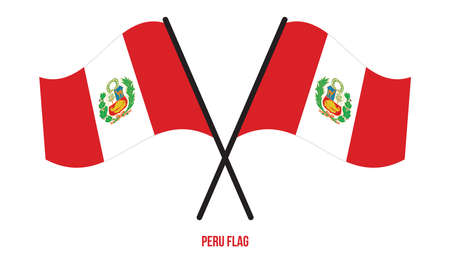 Peru Flag Waving Vector Illustration on White Background. Peru National Flag.のイラスト素材
