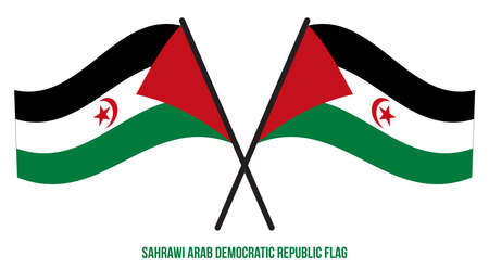 Sahrawi Arab Democratic Republic Flag Waving Vector Illustration on White Background. Sahrawi Arab Democratic Republic National Flag.のイラスト素材