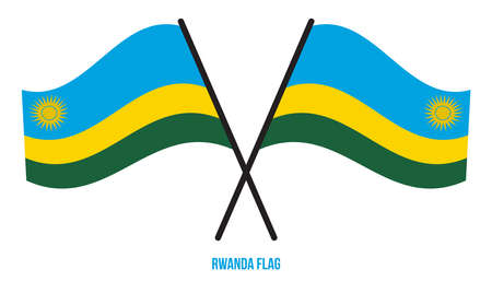 Rwanda Flag Waving Vector Illustration on White Background. Rwanda National Flag.のイラスト素材