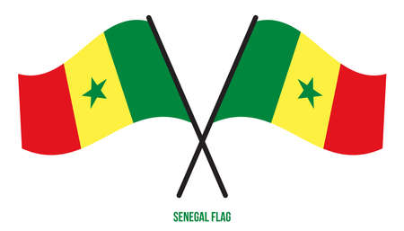 Senegal Flag Waving Vector Illustration on White Background. Senegal National Flag.のイラスト素材