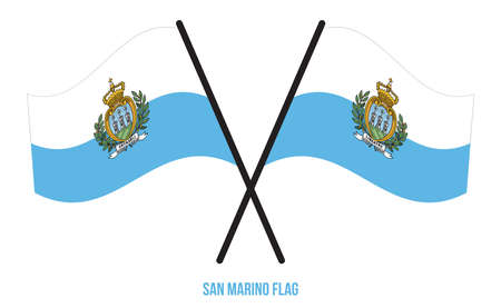 San Marino Flag Waving Vector Illustration on White Background. San Marino National Flag.のイラスト素材