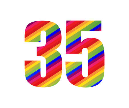 35 Number Rainbow Style Numeral Digit. Colorful Thirty Five Number Vector Illustration Design Isolated on White Background.のイラスト素材