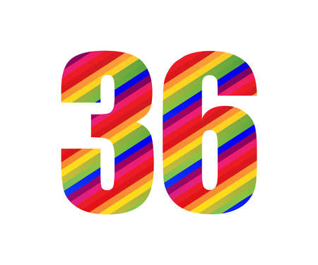 36 Number Rainbow Style Numeral Digit. Colorful Thirty Six Number Vector Illustration Design Isolated on White Background.のイラスト素材