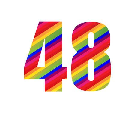 48 Number Rainbow Style Numeral Digit. Colorful Forty Eight Number Vector Illustration Design Isolated on White Background.のイラスト素材