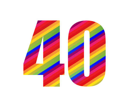 40 Number Rainbow Style Numeral Digit. Colorful Forty Number Vector Illustration Design Isolated on White Background.のイラスト素材
