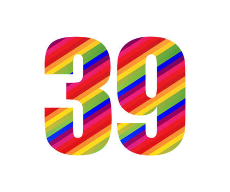 39 Number Rainbow Style Numeral Digit. Colorful Thirty Nine Number Vector Illustration Design Isolated on White Background.のイラスト素材
