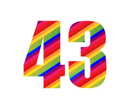 43 Number Rainbow Style Numeral Digit. Colorful Forty Three Number Vector Illustration Design Isolated on White Background.のイラスト素材