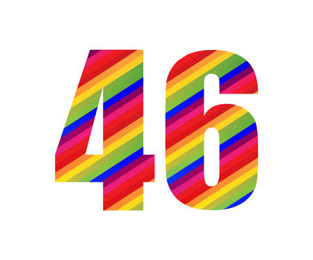 46 Number Rainbow Style Numeral Digit. Colorful Forty Six Number Vector Illustration Design Isolated on White Background.のイラスト素材