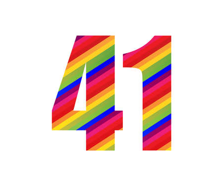 41 Number Rainbow Style Numeral Digit. Colorful Forty One Number Vector Illustration Design Isolated on White Background.のイラスト素材