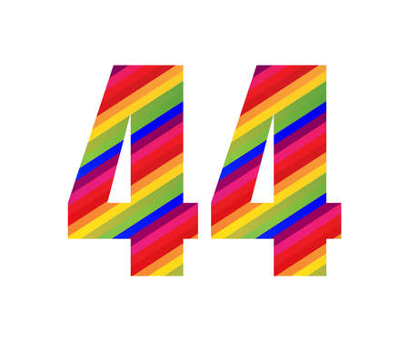 44 Number Rainbow Style Numeral Digit. Colorful Forty Four Number Vector Illustration Design Isolated on White Background.のイラスト素材