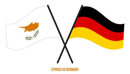 Cyprus and Germany Flags Crossed And Waving Flat Style. Official Proportion. Correct Colors.のイラスト素材