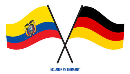 Ecuador and Germany Flags Crossed And Waving Flat Style. Official Proportion. Correct Colors.のイラスト素材