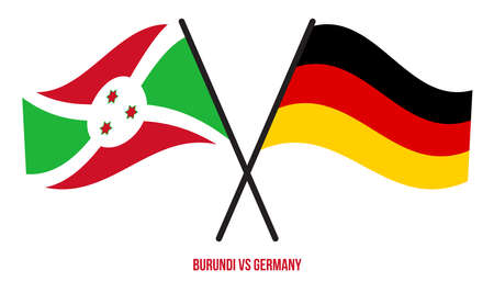 Burundi and Germany Flags Crossed And Waving Flat Style. Official Proportion. Correct Colors.のイラスト素材