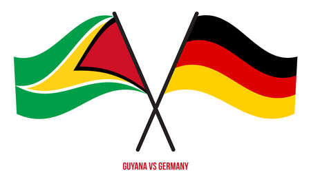 Guyana and Germany Flags Crossed And Waving Flat Style. Official Proportion. Correct Colors.のイラスト素材