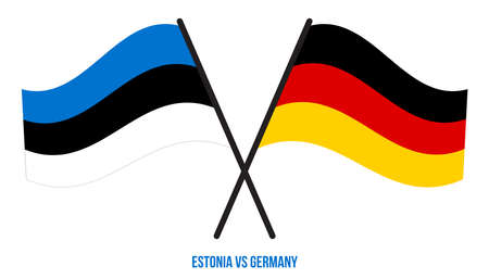 Estonia and Germany Flags Crossed And Waving Flat Style. Official Proportion. Correct Colors.のイラスト素材