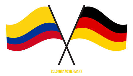 Colombia and Germany Flags Crossed And Waving Flat Style. Official Proportion. Correct Colors.のイラスト素材