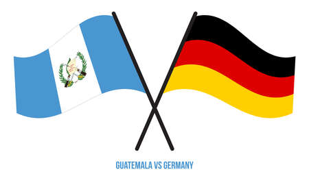 Guatemala and Germany Flags Crossed And Waving Flat Style. Official Proportion. Correct Colors.のイラスト素材