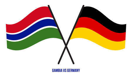 Gambia and Germany Flags Crossed And Waving Flat Style. Official Proportion. Correct Colors.のイラスト素材