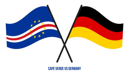 Cape Verde and Germany Flags Crossed And Waving Flat Style. Official Proportion. Correct Colors.のイラスト素材