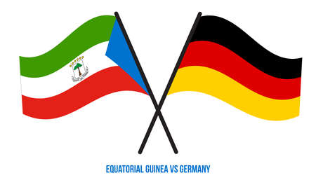 Equatorial Guinea and Germany Flags Crossed And Waving Flat Style. Official Proportion.のイラスト素材