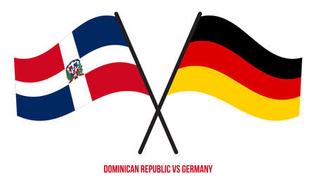 Dominican Republic and Germany Flags Crossed And Waving Flat Style. Official Proportion.のイラスト素材